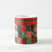 Christmas patchwork green red two photo coffee mug kaffeetasse (Mittel)