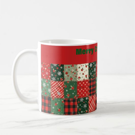 Christmas patchwork pattern green red kaffeetasse (Links)