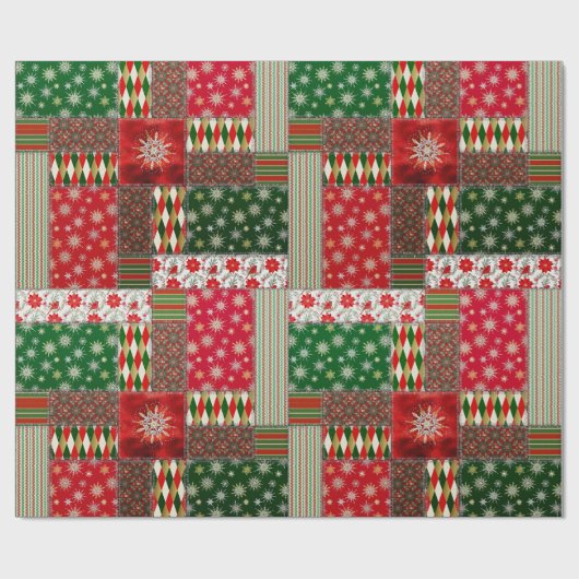 Christmas Patchwork Quilt Geschenkpapier (Flach)
