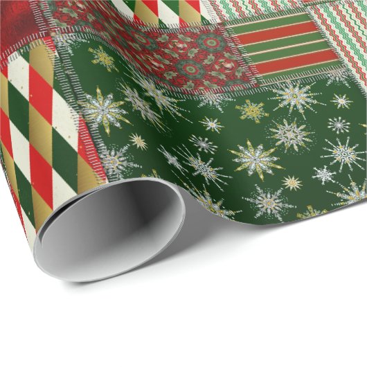 Christmas Patchwork Quilt Geschenkpapier (Rolleneckpunkt)