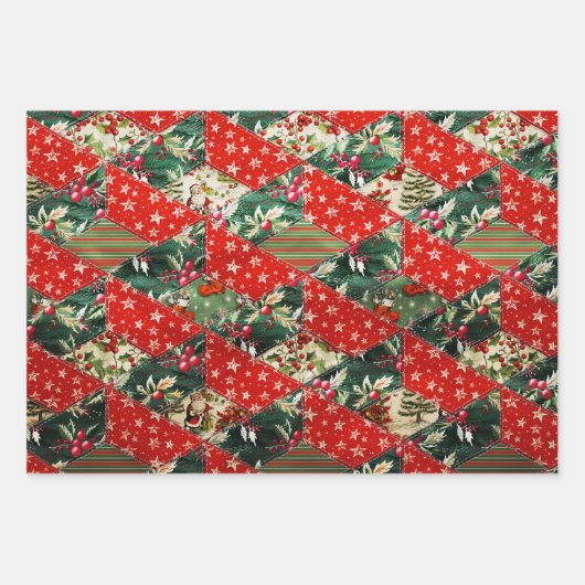 Christmas Patchwork Quilt Geschenkpapier Set (Vorderseite 3)