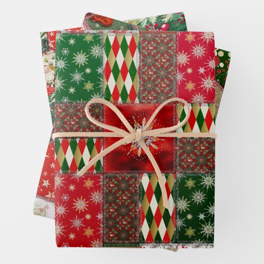 Christmas Patchwork Quilt Geschenkpapier Set (Beispiel)