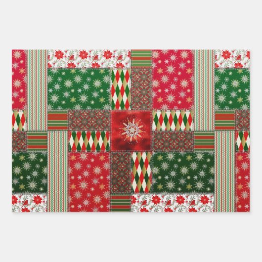 Christmas Patchwork Quilt Geschenkpapier Set (Vorderseite)