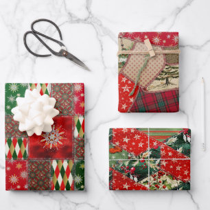 Christmas Patchwork Quilt Geschenkpapier Set