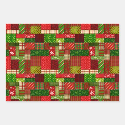 Christmas Patchwork Quilt Wrapping Paper Sheets  Geschenkpapier Set (Vorderseite 3)