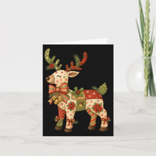Christmas Patchwork Reindeer Xmas Family Men Women Karte (Vorderseite)