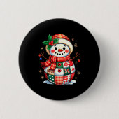 Christmas Patchwork Snowman - Quilted Holiday Aest Button (Vorderseite)