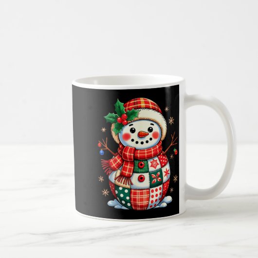 Christmas Patchwork Snowman - Quilted Holiday Aest Kaffeetasse (Rechts)