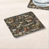 Christmas Pattern • Bruegel Style Paper Coaster Rechteckiger Pappuntersetzer (angewinkelt)