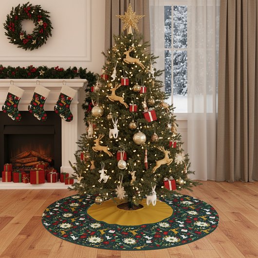 Christmas pattern brushed polyester tree skirt weihnachtsbaumdecke
