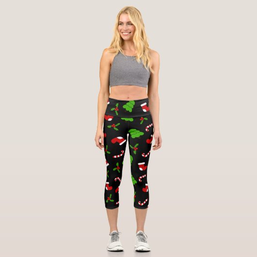 Christmas Pattern Capri Leggings (Vorderseite)