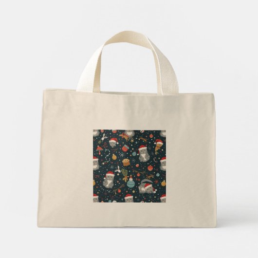 Christmas Pattern Cats Mini Stoffbeutel (Rückseite)