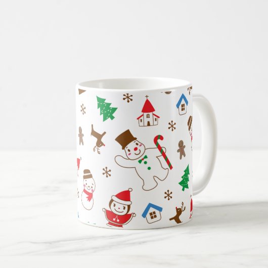 Christmas pattern icon santa tree happy gift Mug Kaffeetasse (VorderseiteRechts)