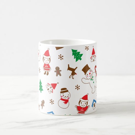 Christmas pattern icon santa tree happy gift Mug Kaffeetasse (Mittel)