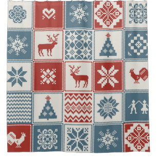Christmas pattern in patchwork style. Traditional Duschvorhang