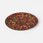 CHRISTMAS PATTERN ~ Niedlich ~ Red Green Gold ~ Pappteller (Schrägansicht)
