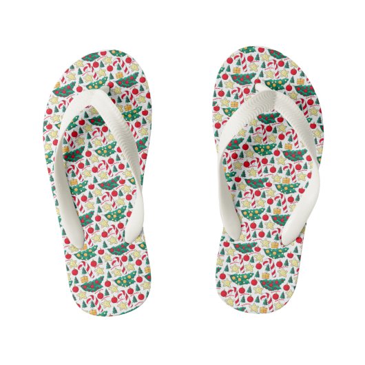 Christmas Pattern Pair of Flip Flops Kinderbadesandalen (Fußbett)