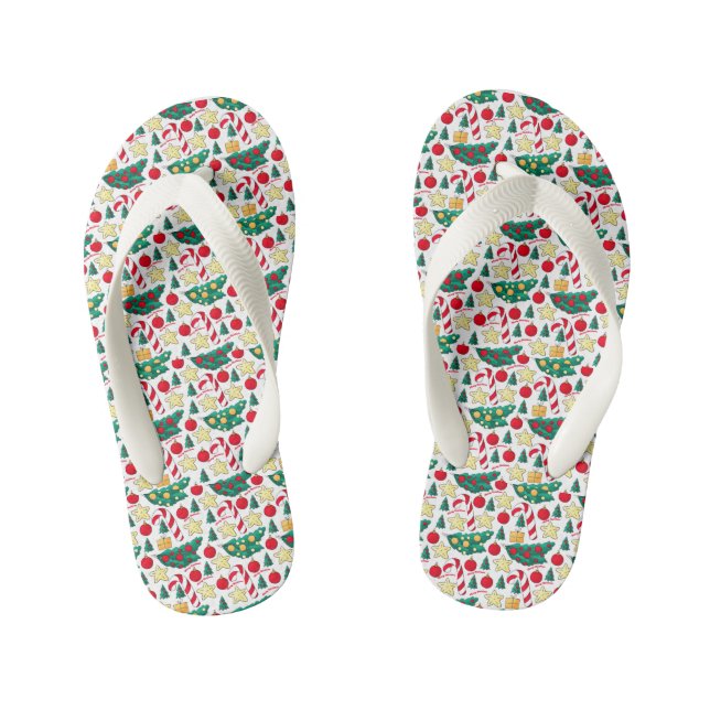Christmas Pattern Pair of Flip Flops Kinderbadesandalen (Fußbett)