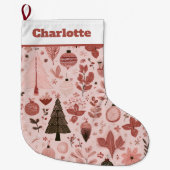 Christmas Pattern Photo | Pink Christmas Stocking Großer Weihnachtsstrumpf (Vorderseite)