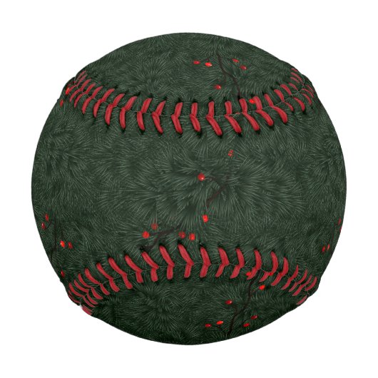 Christmas Pattern Pine Needles and Red Berries Baseball (Vorderseite)