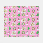 Christmas Pattern - Pink Background  Fleecedecke (Vorderseite (Horizontal))