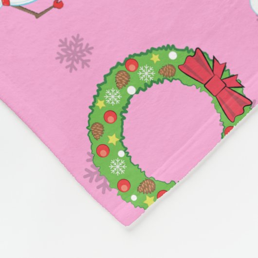 Christmas Pattern - Pink Background  Fleecedecke (Ecke)