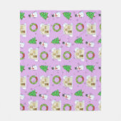 Christmas Pattern - Purple Background  Fleecedecke (Vorderseite)