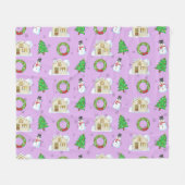 Christmas Pattern - Purple Background  Fleecedecke (Vorderseite (Horizontal))