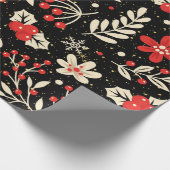 Christmas Pattern Red Holy White Leaves Geschenkpapier (Ecke)