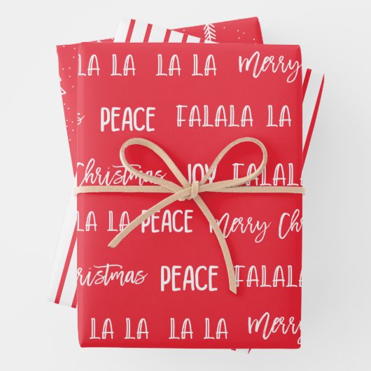Christmas pattern text Red set Wrapping Paper Geschenkpapier Set (Beispiel)