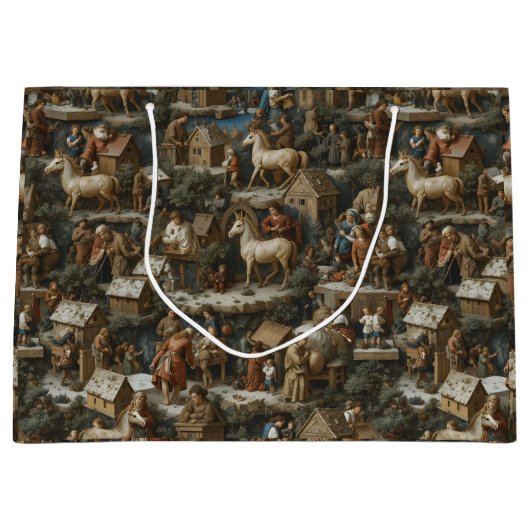 Christmas Pattern Vintage Art Große Geschenktüte (Vorderseite)