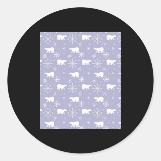 Christmas Pattern With Lar Bears And Snowflakes Runder Aufkleber (Vorderseite)