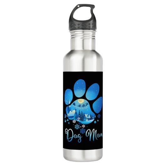 Christmas Paw Dog Mama Edelstahlflasche (Vorderseite)
