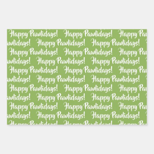 Christmas Paw druckt Pattern Red Happy Pawlidays Geschenkpapier Set (Vorderseite 3)