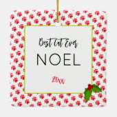 Christmas Paw druckt PET-FOTO Beste Katze je NAME Keramikornament (Rückseite)
