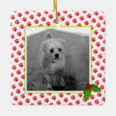 Christmas Paw druckt PET-FOTO Bester Hund je NAME Keramikornament (Vorderseite)