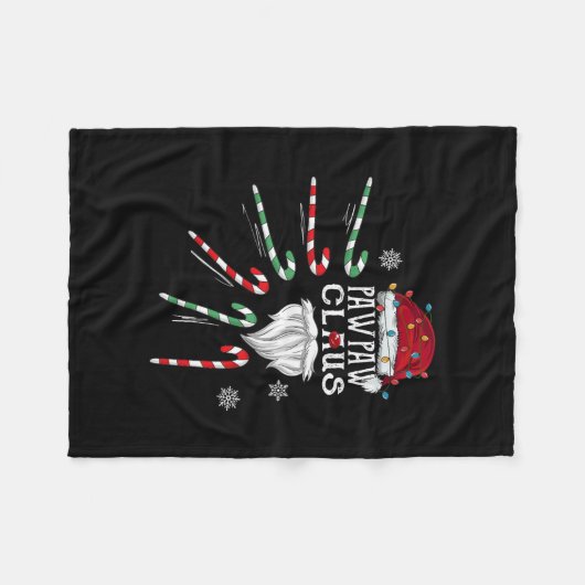 Christmas Pawpaw Claus Pawpaw Bart Candy Cane Fleecedecke (Vorderseite (Horizontal))