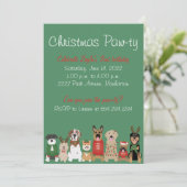 Christmas Pawty Dog Holiday Red Green Einladung (Stehend Vorderseite)