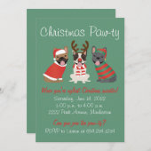 Christmas Pawty French Bulldogs Einladung (Vorne/Hinten)