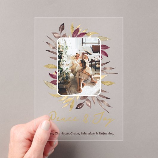 Christmas Peace and Joy Winter Foliage Photo Acryleinladungen (Insitu (Handheld))