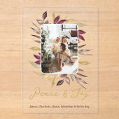 Christmas Peace and Joy Winter Foliage Photo Acryleinladungen (Vorderseite)