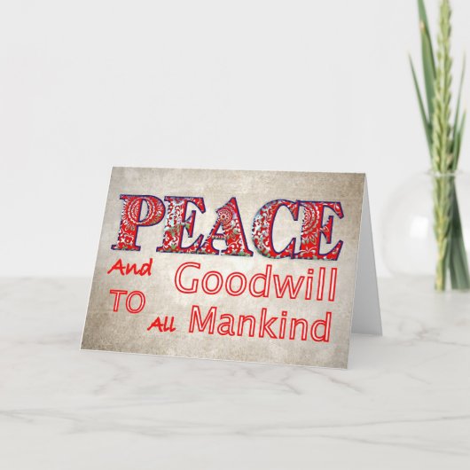 Christmas Peace Goodwill Christmas Holiday Cards Feiertagskarte (Vorderseite)