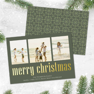 Christmas Peace Joy Liebe Green Snowflake 3 Foto Folien Feiertagskarte