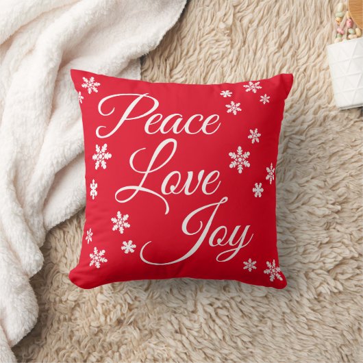 Christmas Peace Liebe Joey White Snowflake Script Kissen (Decke)