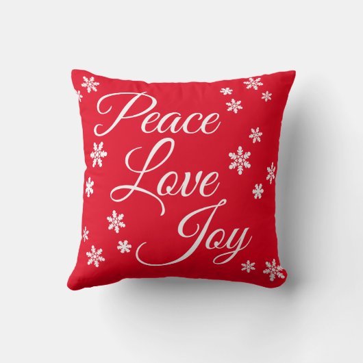 Christmas Peace Liebe Joey White Snowflake Script Kissen (Rückseite)