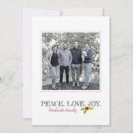 Christmas Peace Liebe Joy Holly Familienname Foto Feiertagskarte