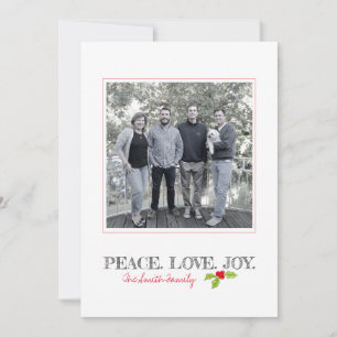 Christmas Peace Liebe Joy Holly Familienname Foto Feiertagskarte