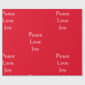 Christmas Peace Love Jove Red White Custom Color Geschenkpapier (Flach)