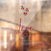 Christmas Peace Love Joy Holly Branches Quote Fensteraufkleber (Blatt 2)