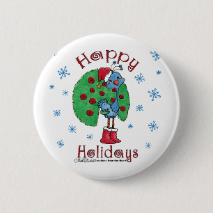 Christmas Peacock Button